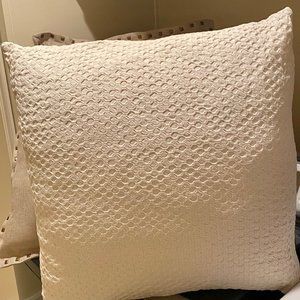 2 Pillows, Decorative, Honeycomb Style, Cream Color.